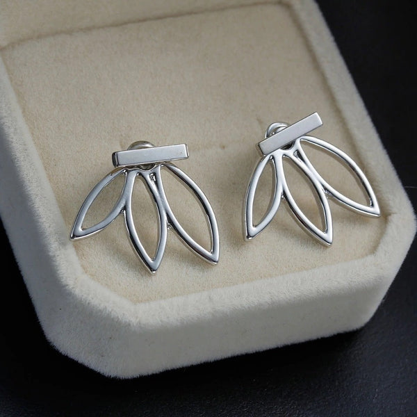 Lotus Flower Ear Jacket Earrings