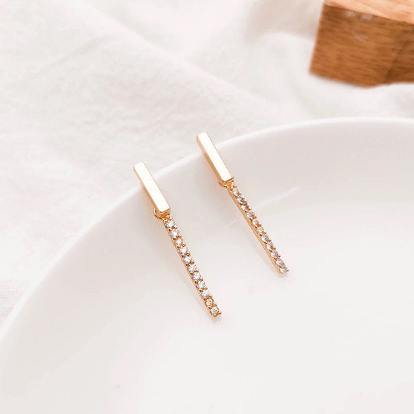 Crystal Dangle Bar Earrings