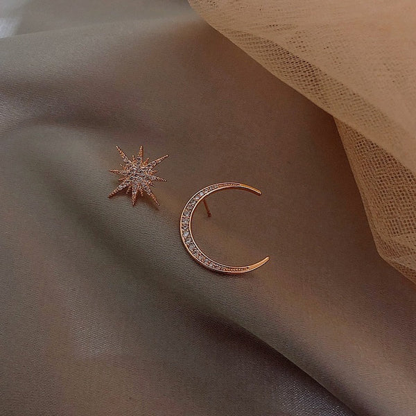 Crescent Moon & Star Studs
