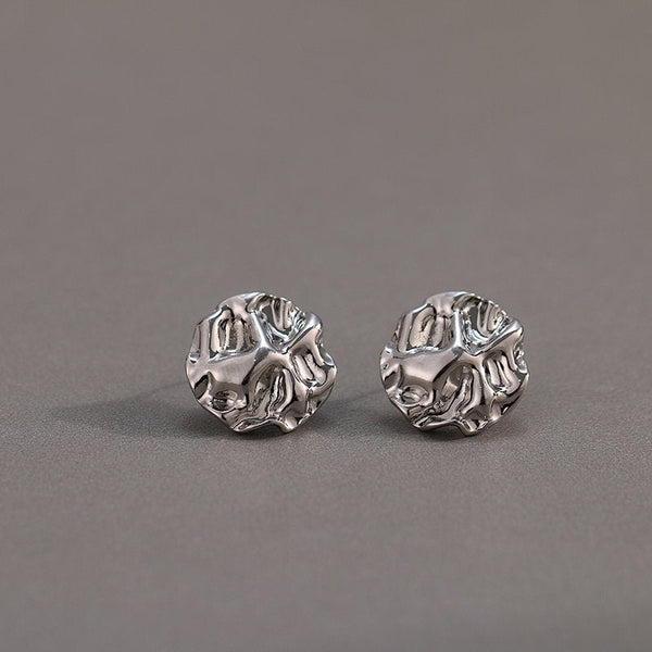 Small Textured Post Disc Stud Earrings