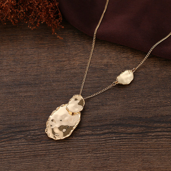 Irregular Disc Double Pendant Necklace