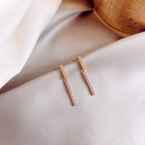 Crystal Dangle Bar Earrings
