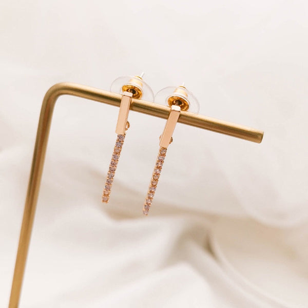 Crystal Dangle Bar Earrings