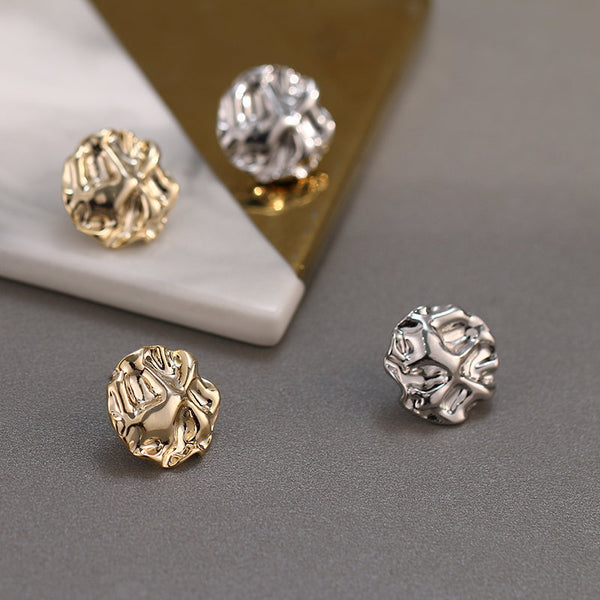 Small Textured Post Disc Stud Earrings