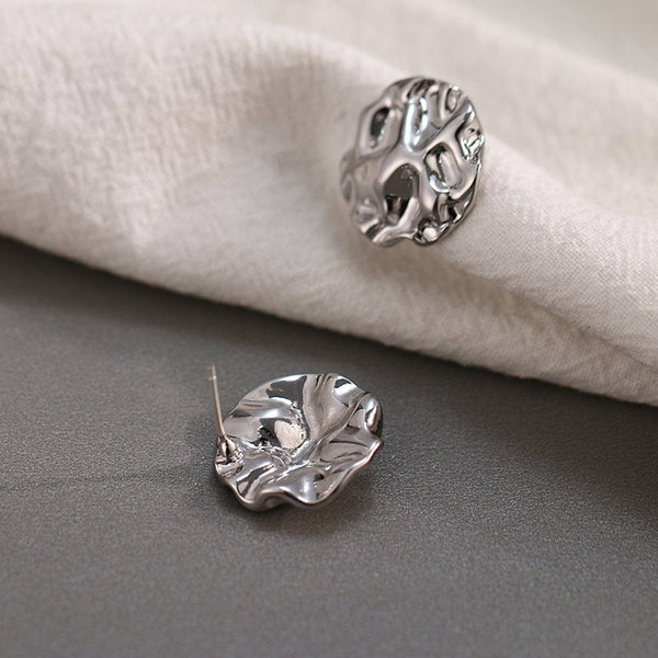 Small Textured Post Disc Stud Earrings