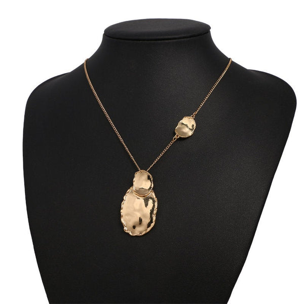 Irregular Disc Double Pendant Necklace