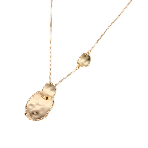 Irregular Disc Double Pendant Necklace