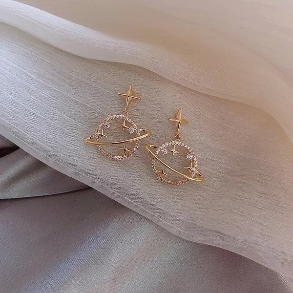 Orbiting Crystal Planet Earrings