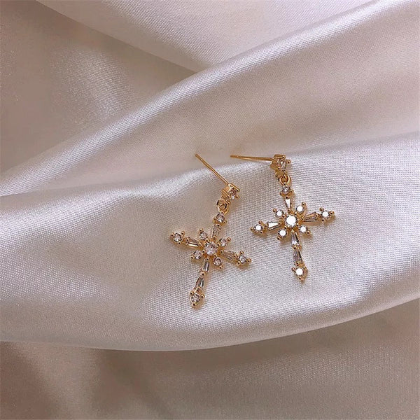 Crystal Cross Earrings