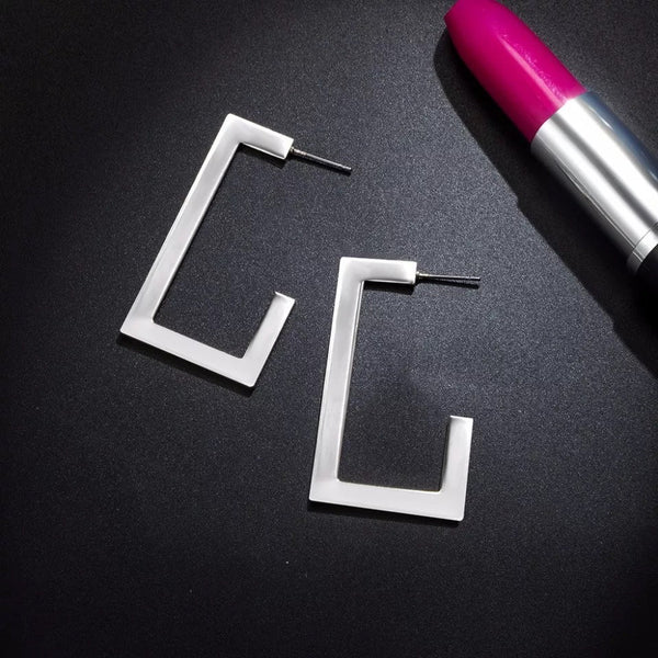 Modern Rectangle Hoop Earrings