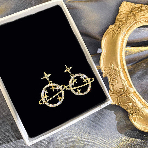 Orbiting Crystal Planet Earrings