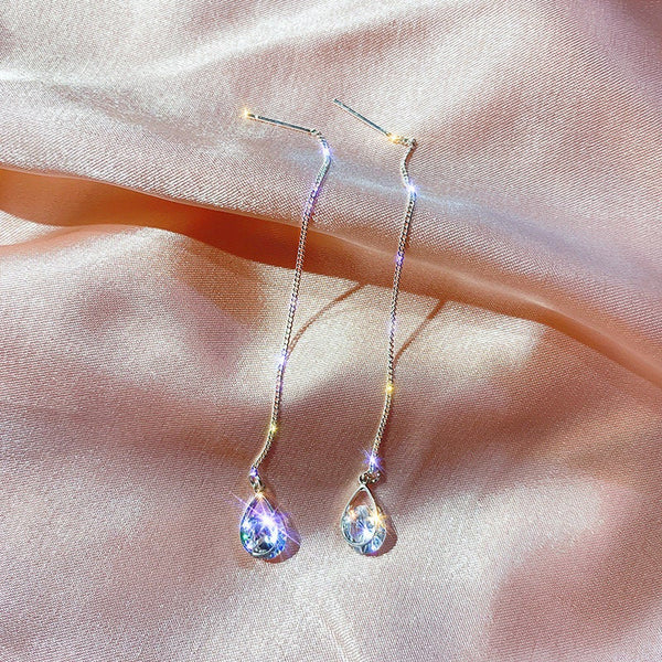 Crystal Teardrop Ear Threader Earrings
