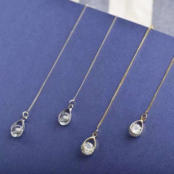 Crystal Teardrop Ear Threader Earrings