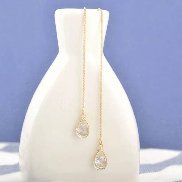 Crystal Teardrop Ear Threader Earrings