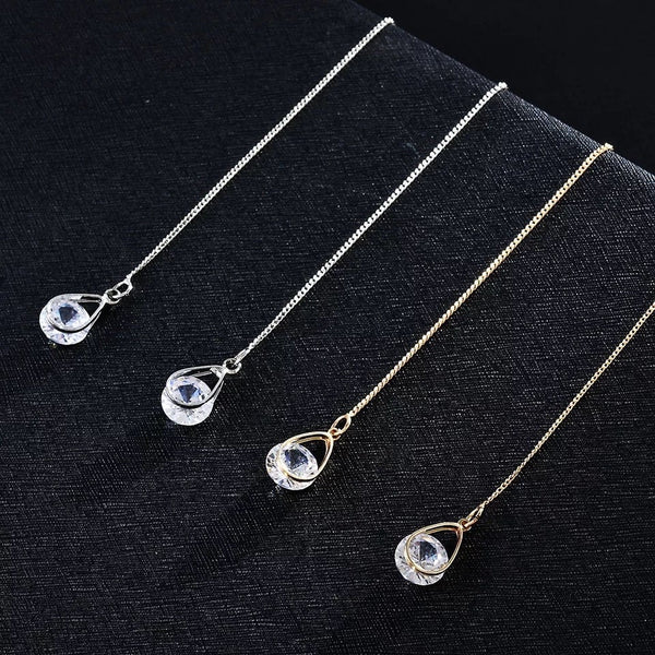 Crystal Teardrop Ear Threader Earrings