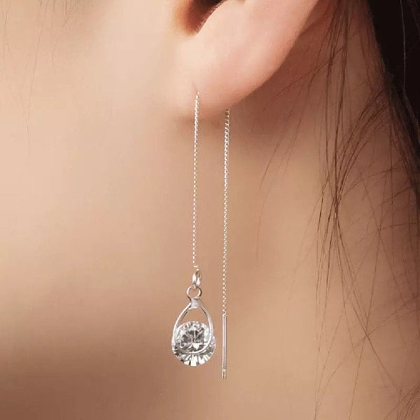Crystal Teardrop Ear Threader Earrings