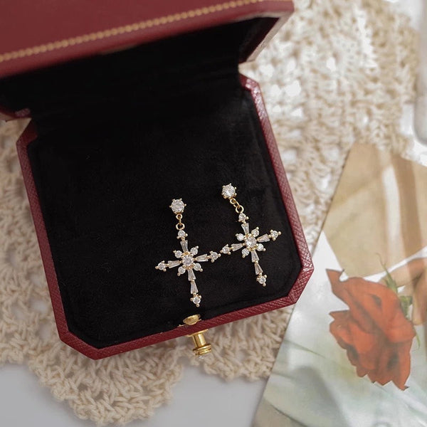 Crystal Cross Earrings