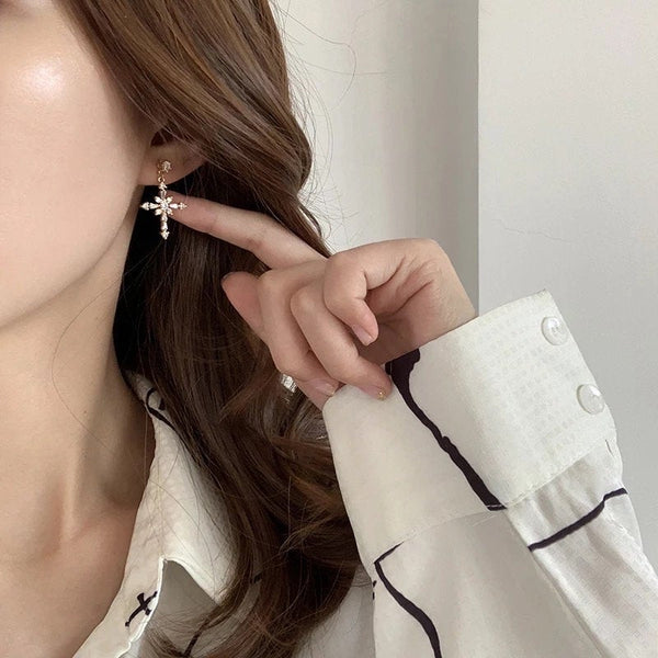 Crystal Cross Earrings