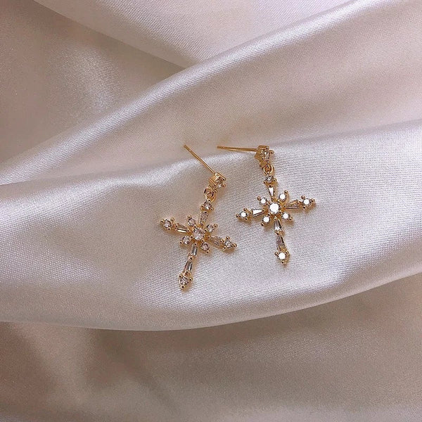 Crystal Cross Earrings