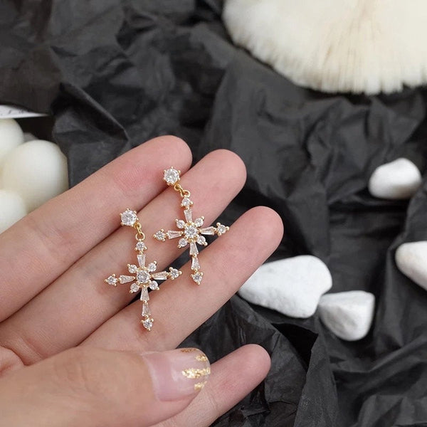 Crystal Cross Earrings
