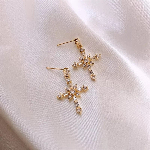 Crystal Cross Earrings