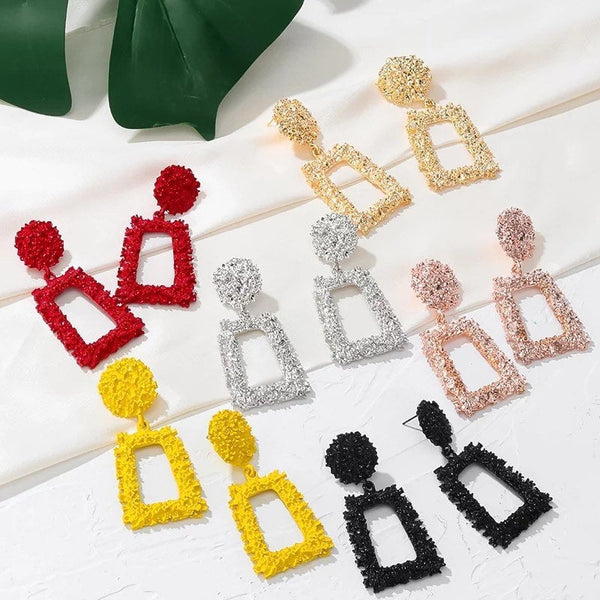 Rectangle Textured Statement Earrings