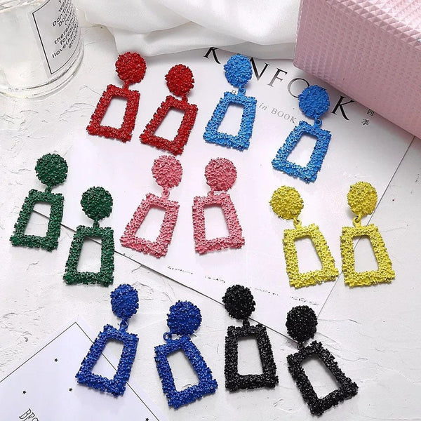 Rectangle Textured Statement Earrings