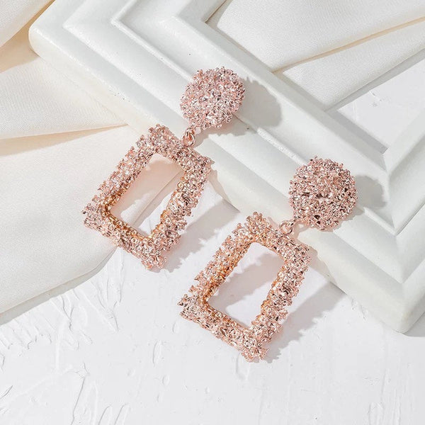 Rectangle Textured Statement Earrings