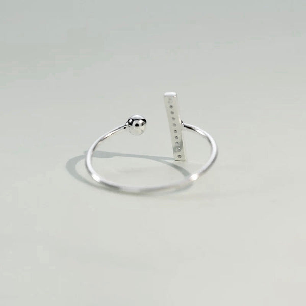 Dainty Crystal Bar Open Ring