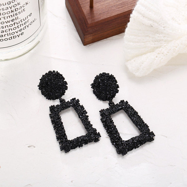 Rectangle Textured Statement Earrings
