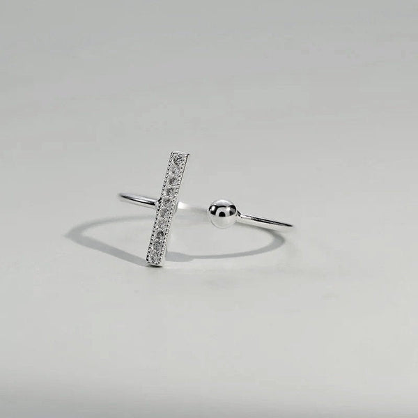Dainty Crystal Bar Open Ring