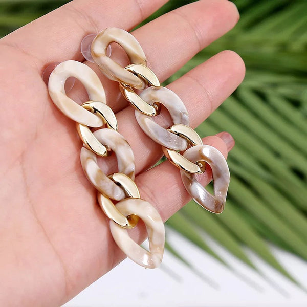 Marble Link Chain Earring