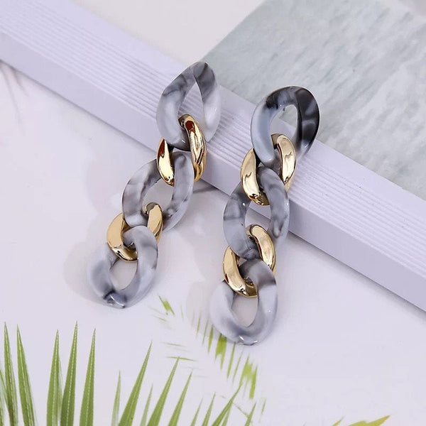Marble Link Chain Earring