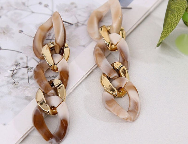 Marble Link Chain Earring