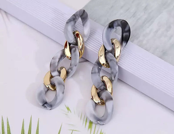 Marble Link Chain Earring