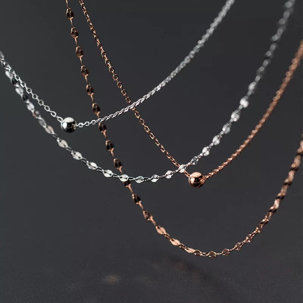 Layered Dainty Bead Necklace