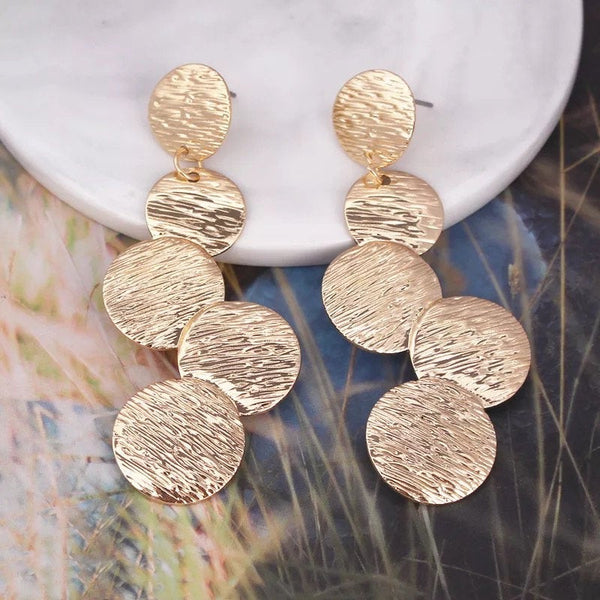 Statement Stacked Discs Dangle Earrings