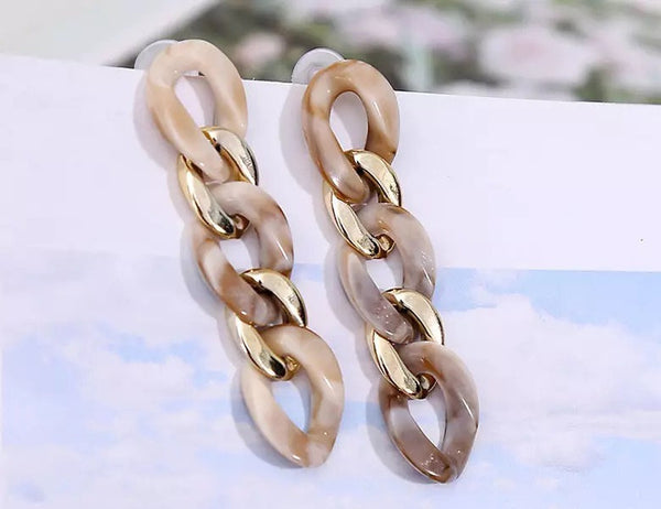Marble Link Chain Earring