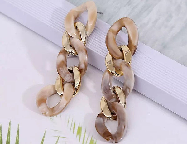 Marble Link Chain Earring