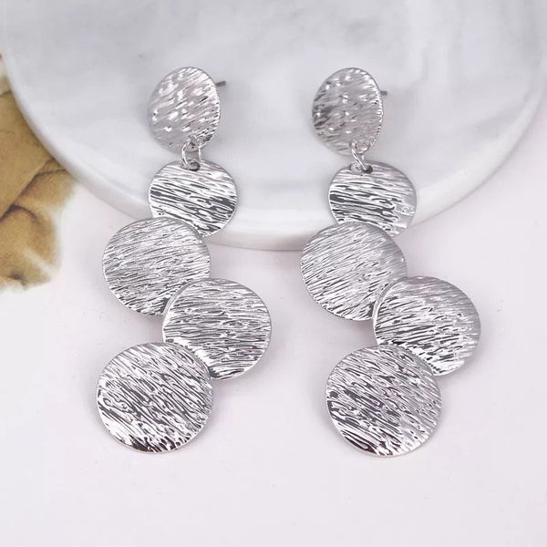 Statement Stacked Discs Dangle Earrings