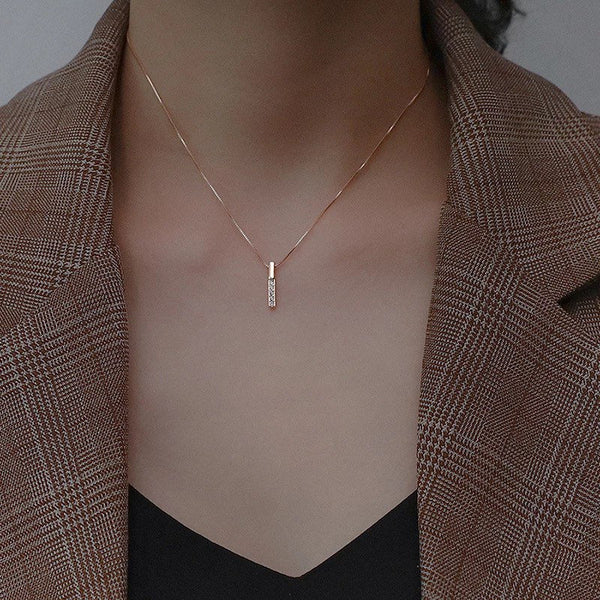 Delicate Crystal Bar Necklace