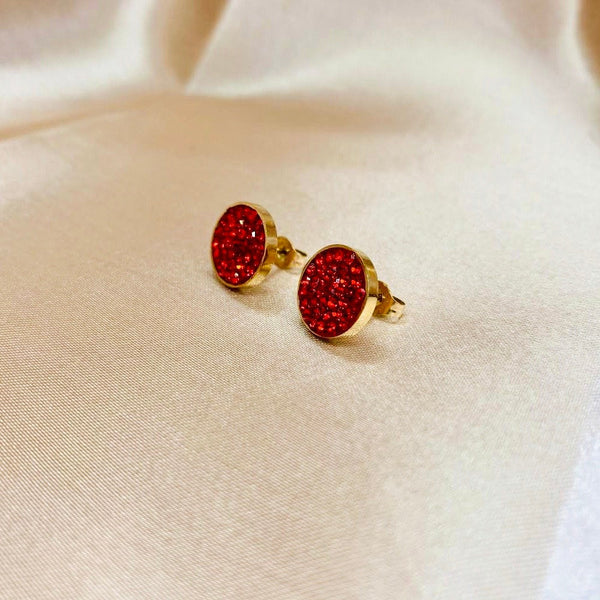 Scattered Crystals Disc Earrings