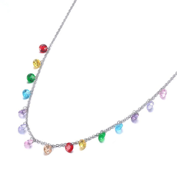 Rainbow Crystals Charms Necklace