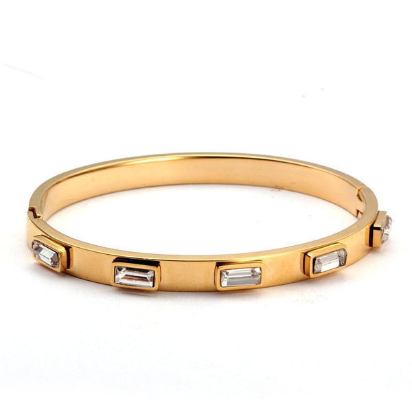 Crystal Rectangle Bangle Bracelet