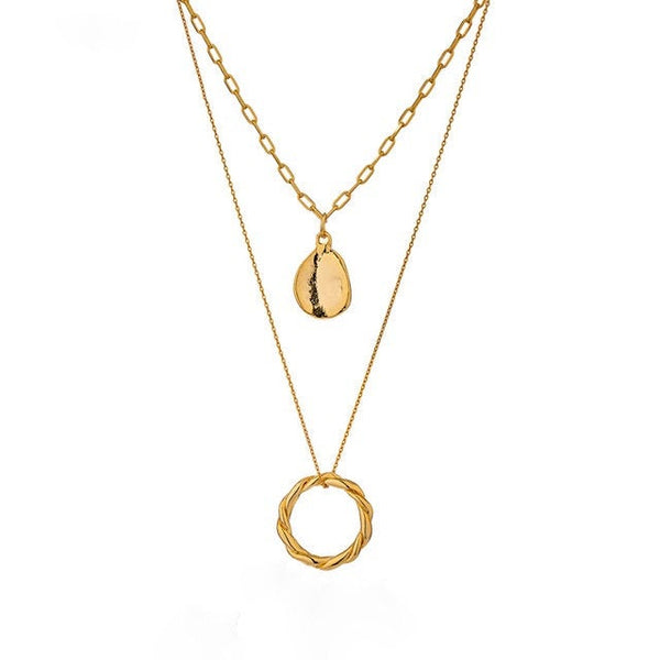 Ring and Teardrop Delicate Layered Necklace