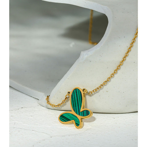 Green Butterfly Pendant Necklace