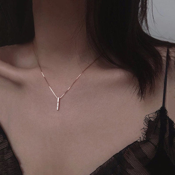 Delicate Crystal Bar Necklace