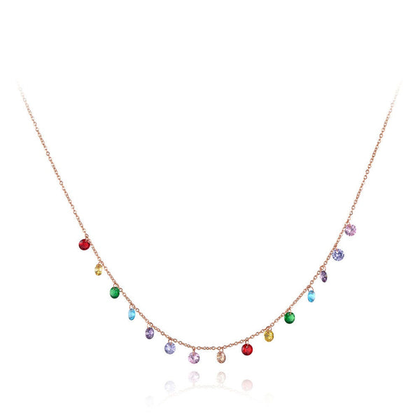Rainbow Crystals Charms Necklace