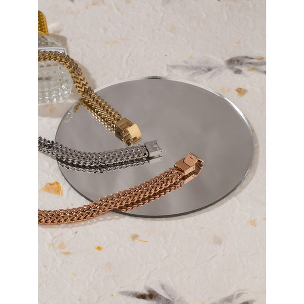 Chunky Braid Link Chain Clasp Bracelet