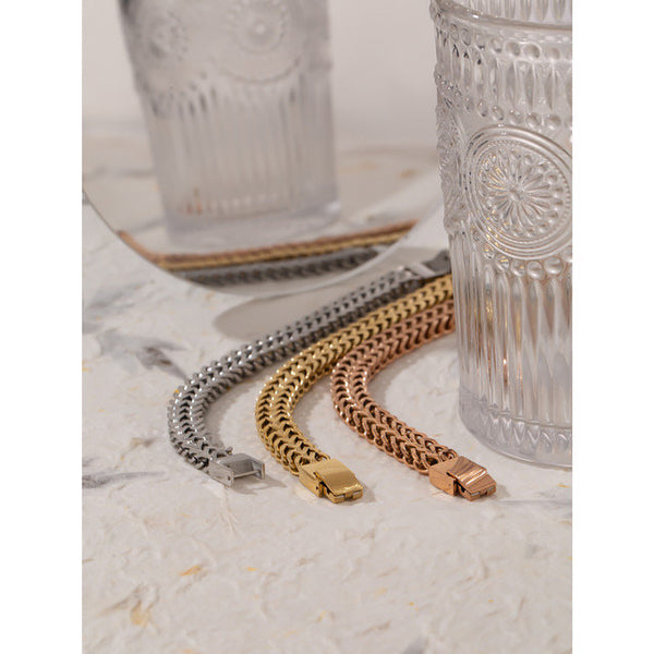 Chunky Braid Link Chain Clasp Bracelet
